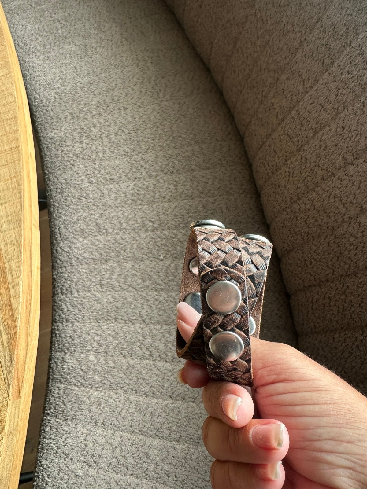 Lederen armband unisex met drukkers, Sieraden, Tassen en Uiterlijk, Ophalen of Verzenden, Gebruikt, Bruin, Leer
