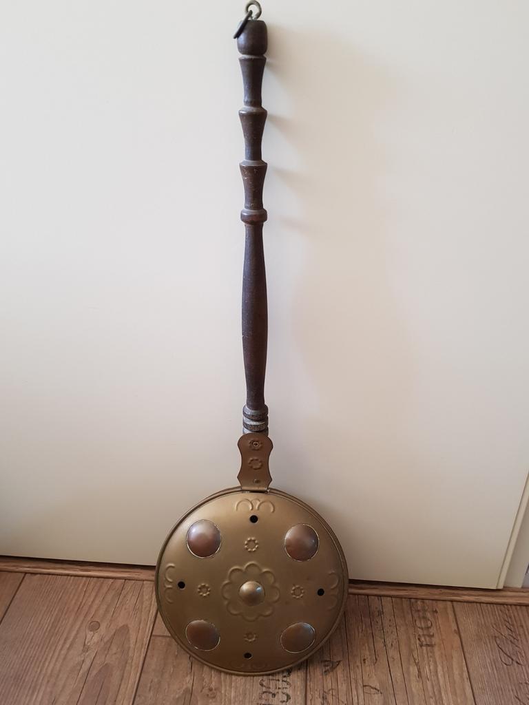 Koperen bedstoof / bedpan met houten handvat, Antiek en Kunst, Ophalen of Verzenden, Koper
