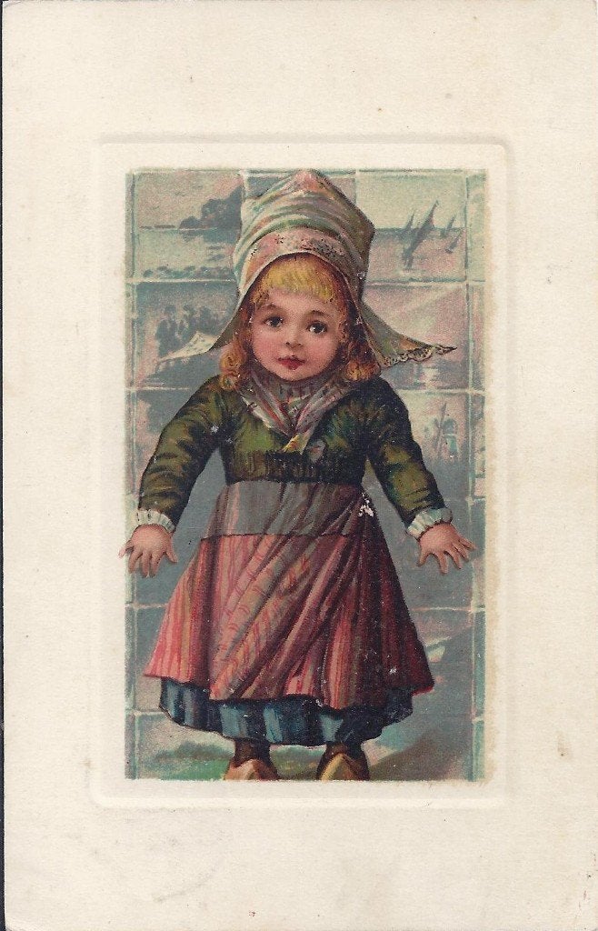 Klederdracht Nederland kind ansichtkaart uit 1910 (A2027 ), Ophalen of Verzenden, Voor 1920, Gelopen, Klederdracht