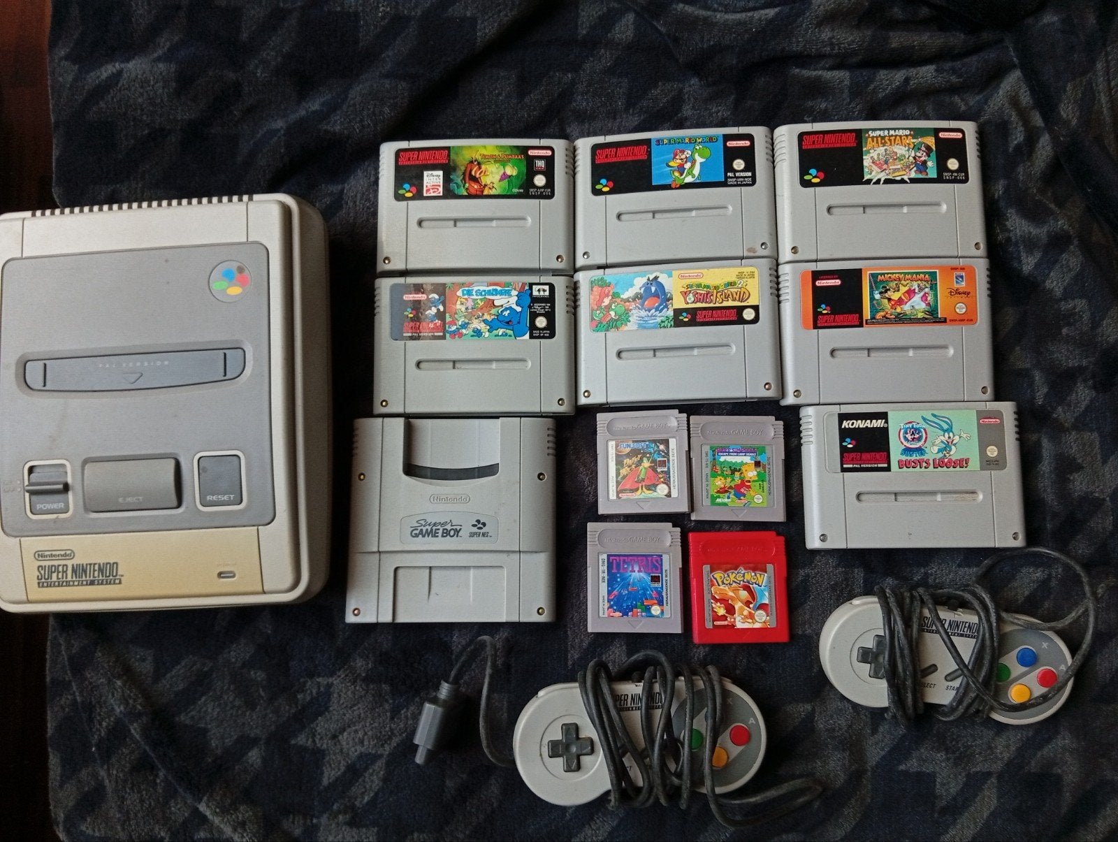 Retro Konvolut Spiele und Konsole SNES, Gameboy +Zubehör, Ophalen, Gebruikt, Met 2 controllers, Met Super GameBoy adapter