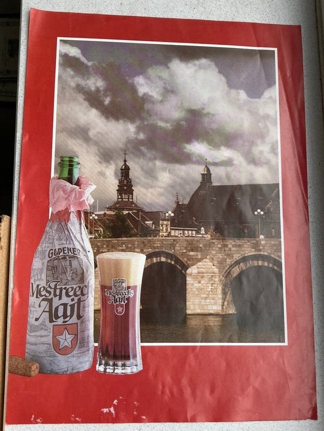 Gulpener bier: affiche, glazen, viltjes, etiketten, dopjes, Ophalen of Verzenden, Gebruikt, Reclamebord, Plaat of Schild, Overige merken