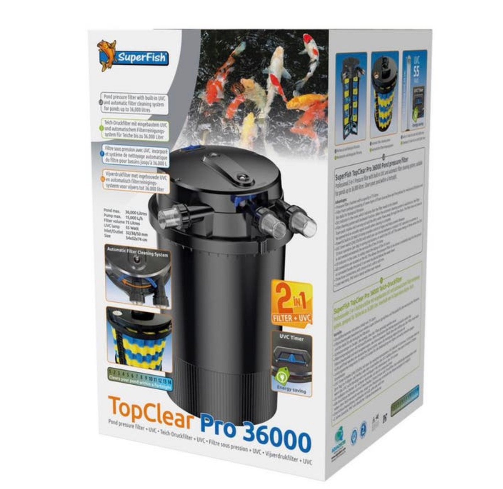 Automatisch spoelen incl 55 watt uvc combi drukfilter vis, 5384sg, Verzenden, Heeschkoi, Nieuw