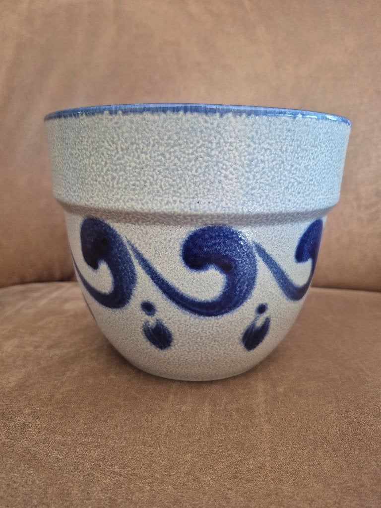 Prachtige vintage zoutgeglazuurde bloempot (Keulse stijl), Rond, Binnen, Ophalen of Verzenden, Zo goed als nieuw