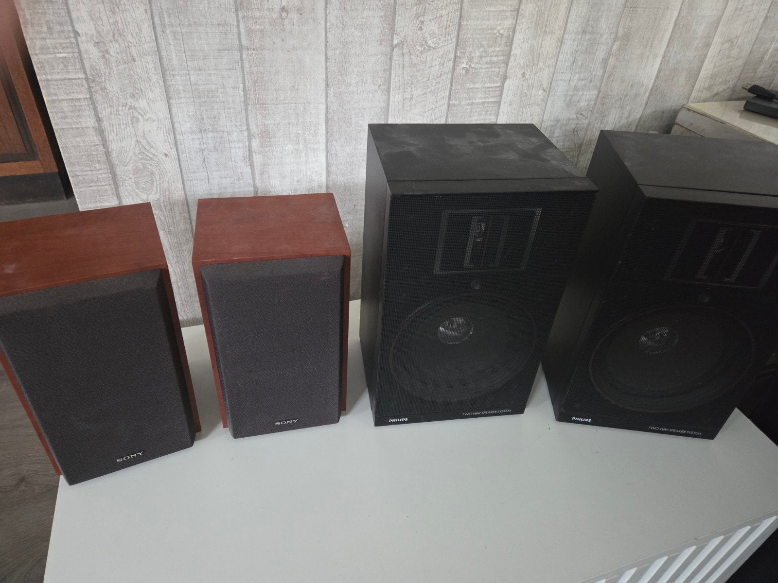 Setje speakers (Sony en Philips), Ophalen of Verzenden, Gebruikt