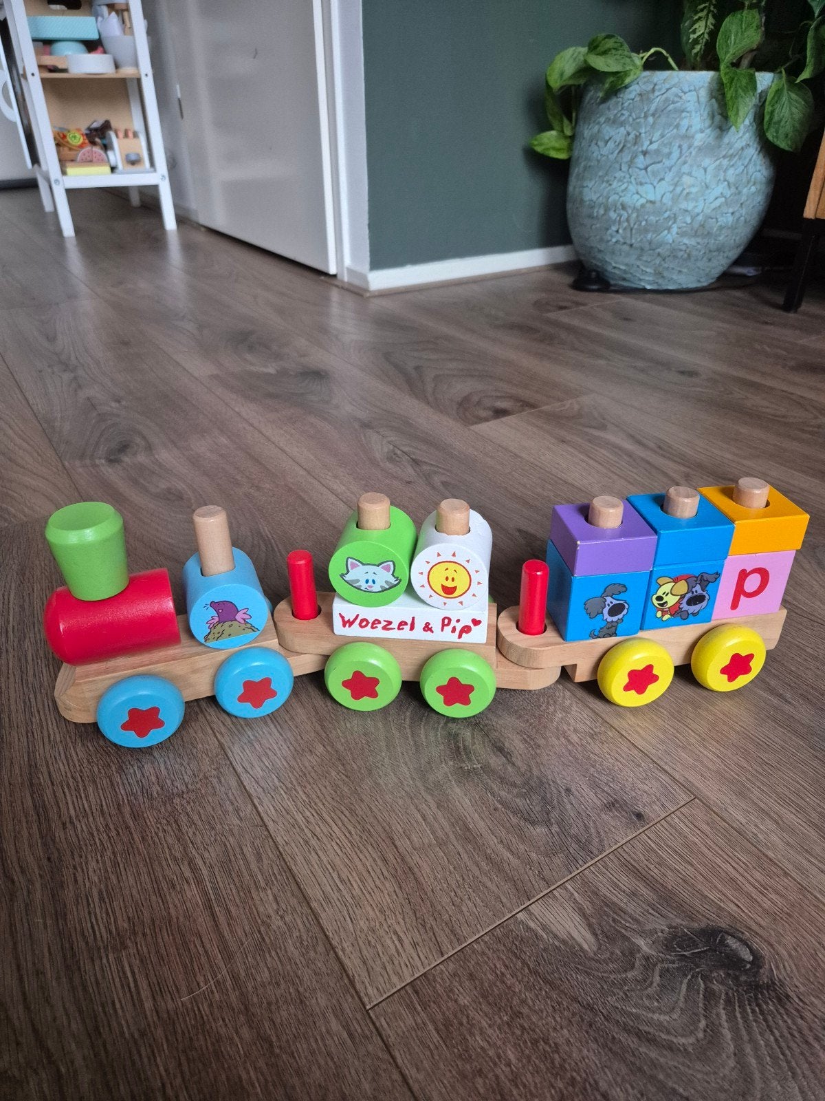 Houten speelgoed: trein, auto's en blokken (Eichhorn), Kinderen en Baby's, Speelgoed | Houten speelgoed, Ophalen of Verzenden