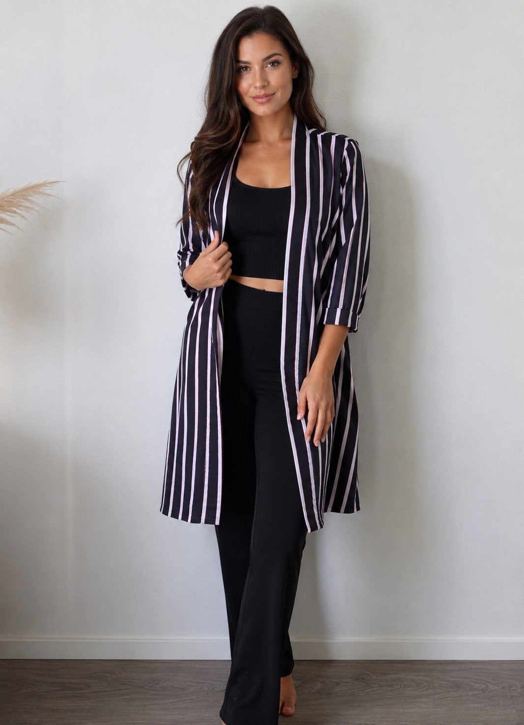 TREND ONE young gestreepte kimono/vest - Maat L, Kleding | Dames, Zwart, Maat 42/44 (L), TREND ONE young, Ophalen of Verzenden