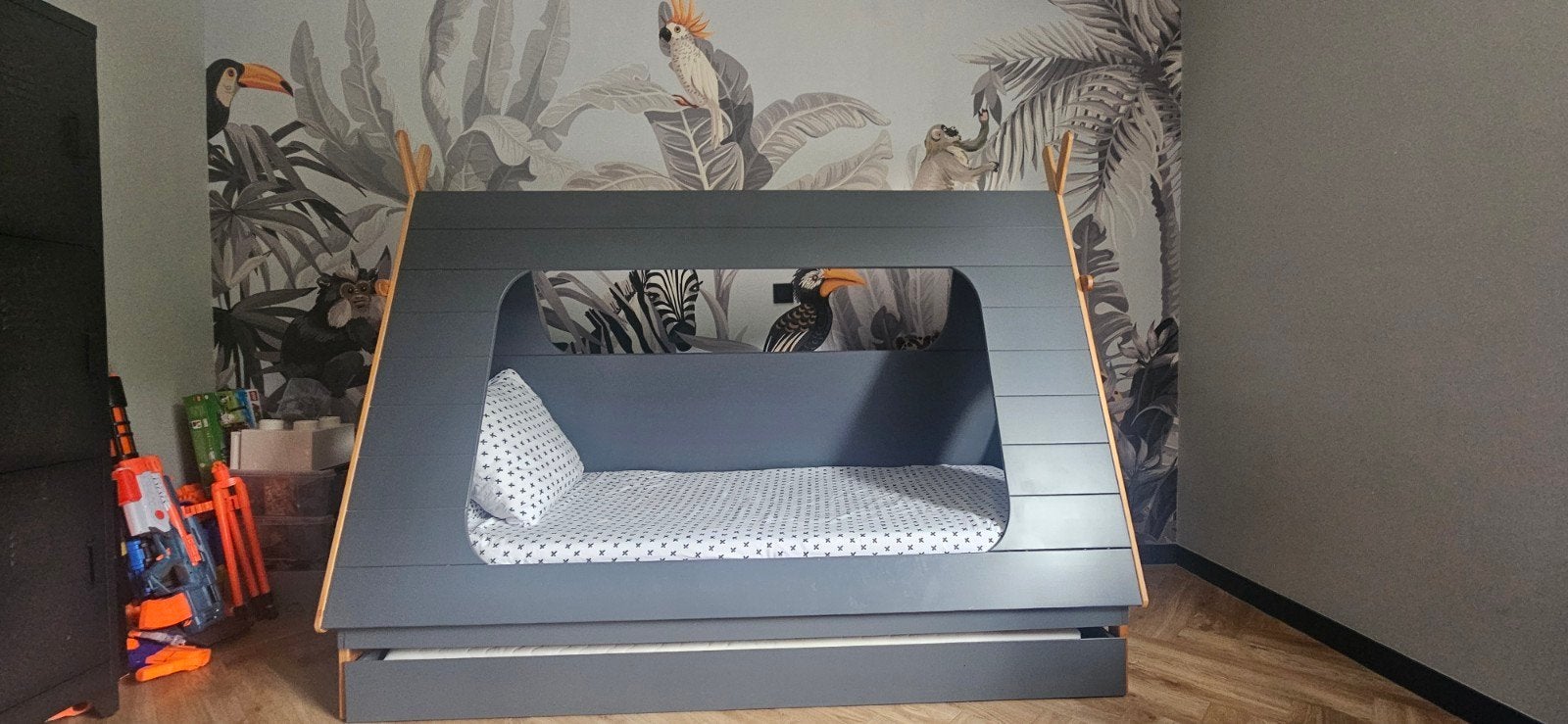 Super tof, compleet Kinderbed 90x200/slaaplade + 2 matrassen, Ophalen, 85 tot 100 cm, Gebruikt, Matras