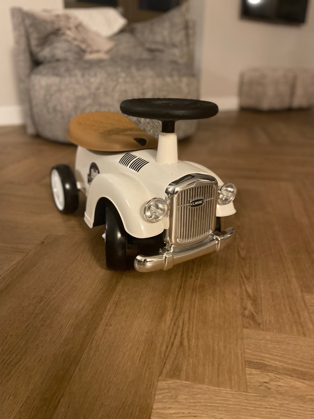 Puck Classic Loopauto - Wit met Bruin Zadel, Ophalen of Verzenden, Zo goed als nieuw