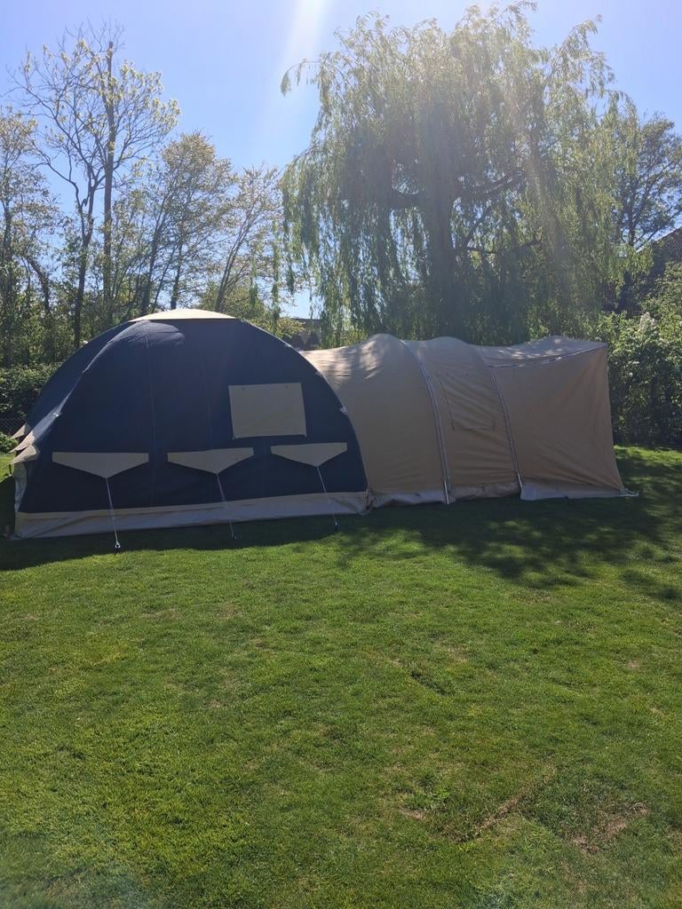 Karsten 380 tent met luifel en aanbouw, Caravans en Kamperen, Tenten, Ophalen, Gebruikt, Tot en met 6