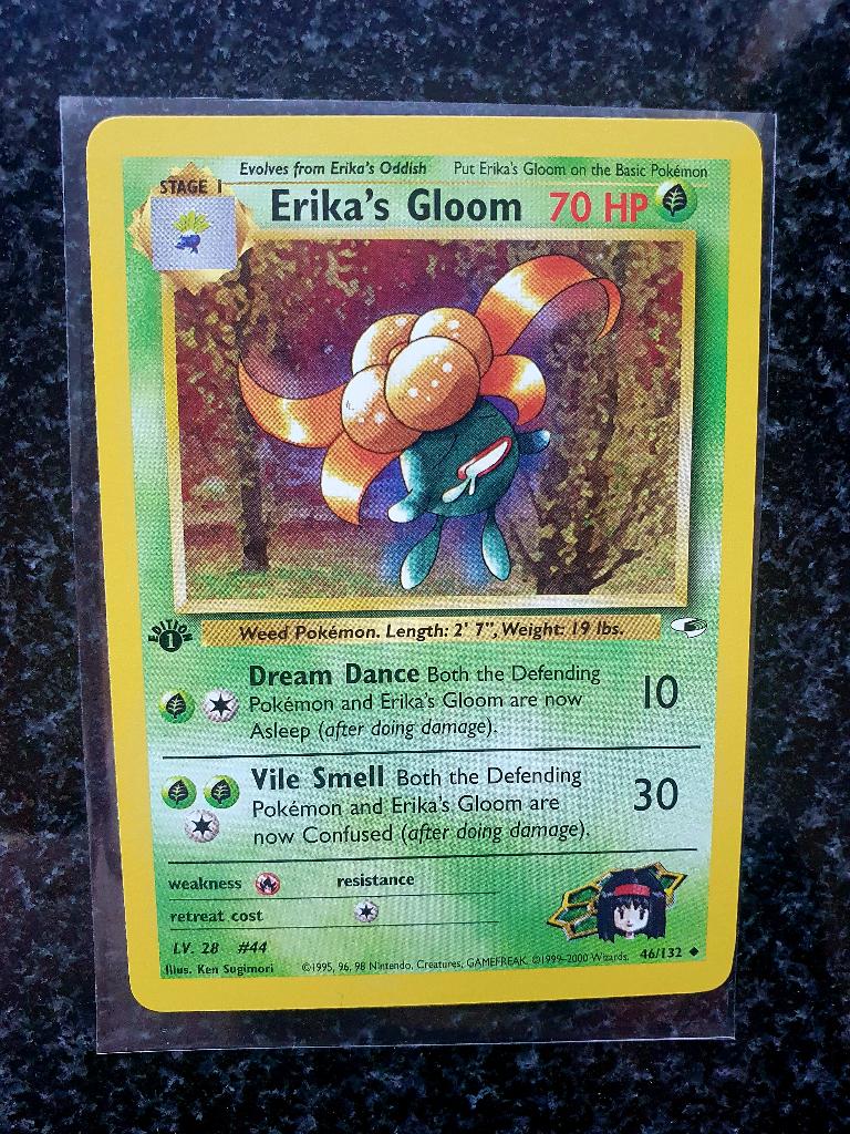 Pokemon Erika's Gloom 1e editie, Ophalen of Verzenden, Zo goed als nieuw, Losse kaart