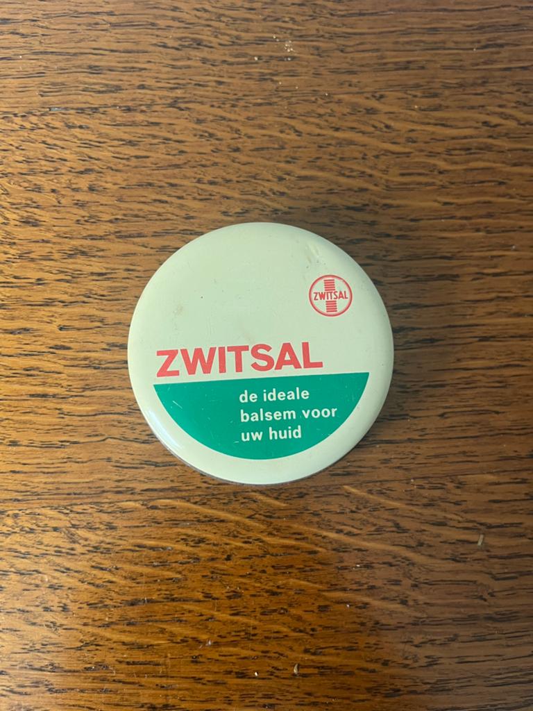 Zwitsal blikje met de tekst "de ideale balsem voor uw huid", Ophalen of Verzenden