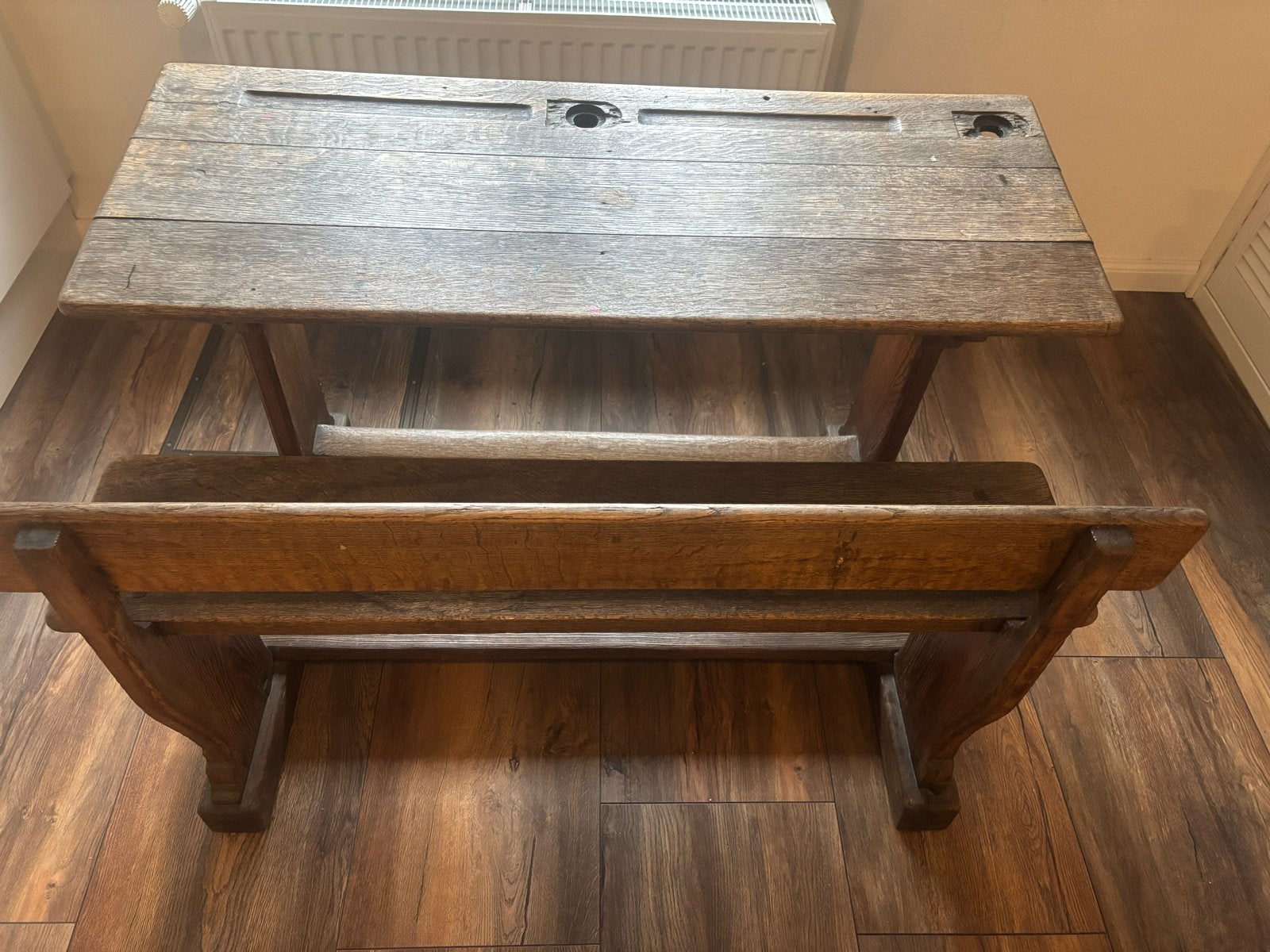 Antiek houten schoolbankje met opbergruimte, Antiek en Kunst, Ophalen