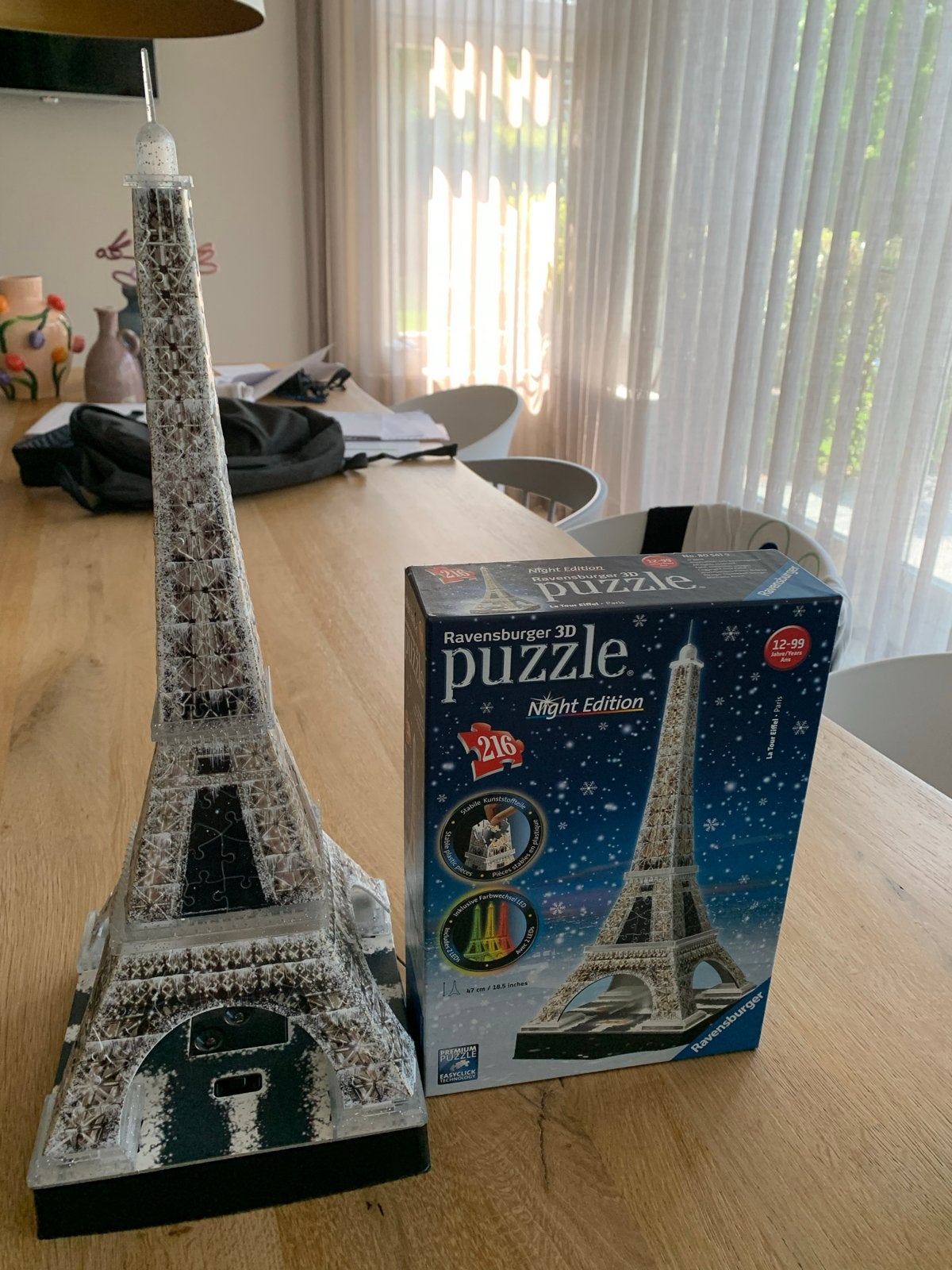 Ravensburger 3D Puzzle Eiffeltoren Night Edition 216 stukjes, Ophalen of Verzenden, Meer dan 50 stukjes, Zo goed als nieuw, 6 jaar of ouder