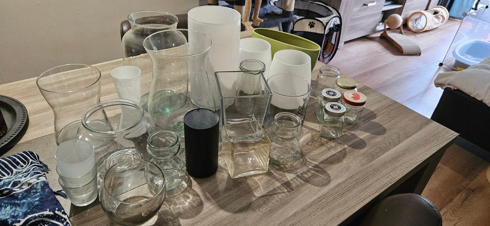 Diverse vazen en potten - Glas en meer, Ophalen, Gebruikt, Transparant, Glas