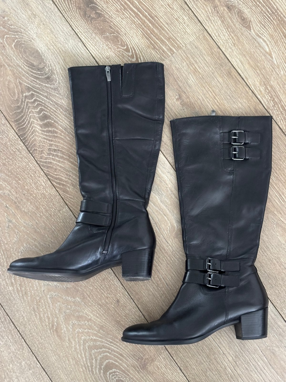 Zwart lederen laarzen maat 39 van Ecco, izgst!, Kleding | Dames, Ophalen of Verzenden, Zo goed als nieuw, Zwart, Hoge laarzen