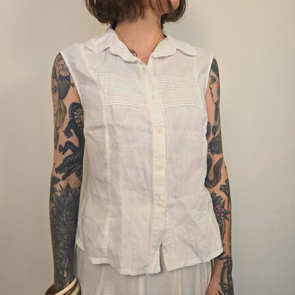 Nienhaus Witte Linnen Blouse Dames EU 40 / L, Maat 38/40 (M), Wit, Ophalen of Verzenden, Zo goed als nieuw