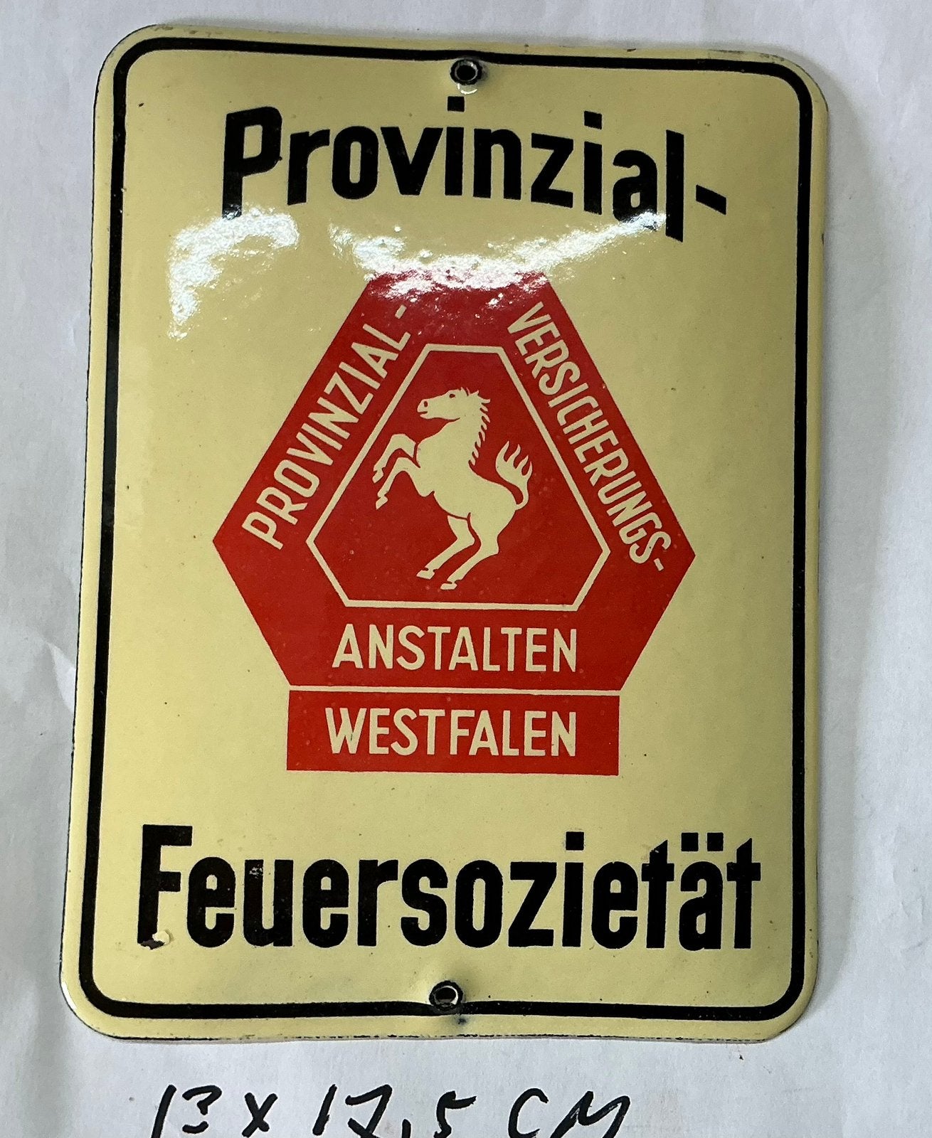 Oud emaille deurpostje provinzial feuersozietat jr 40/50, Antiek en Kunst, Ophalen of Verzenden