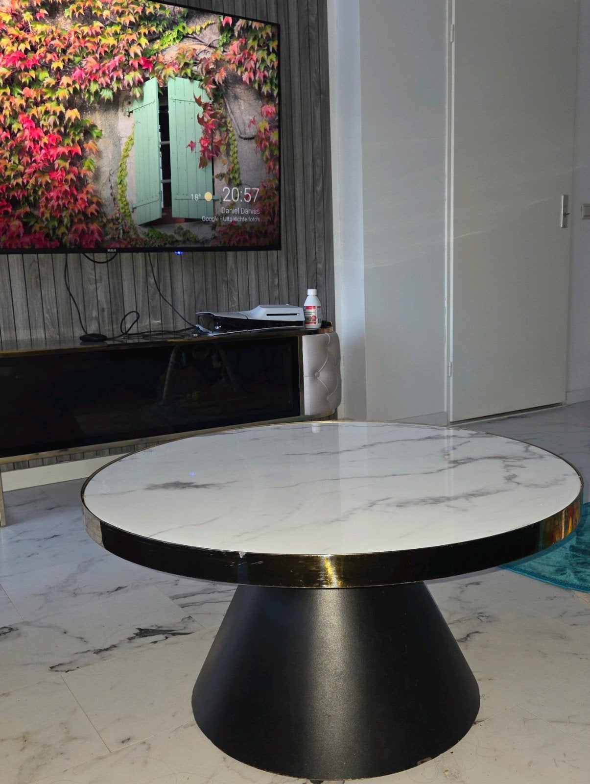 Marmer salon tafel Richmond, Ophalen, Gebruikt, 50 tot 100 cm, Overige materialen