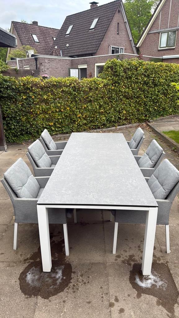 Tuinset LIFE 260x100cm + 6 stoelen, Tuin en Terras, Ophalen, Gebruikt, 6 zitplaatsen, Aluminium