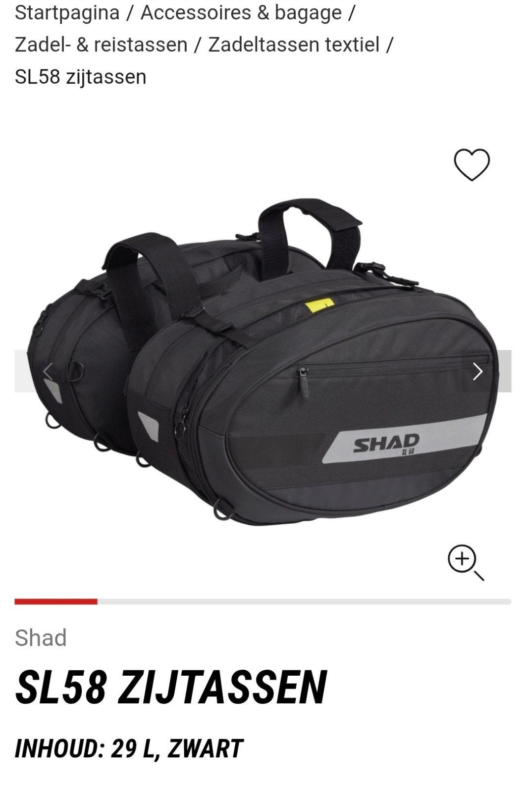 Shad SL58 Zijtassen - 29L Zwart, Motoren, Ophalen of Verzenden, Zo goed als nieuw