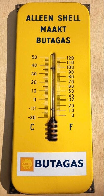 Emaille thermometer Shell, Ophalen, Zo goed als nieuw, Reclamebord
