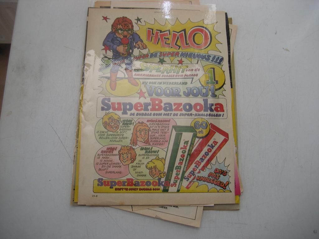 bazooka kauwgom reclame, Ophalen of Verzenden, 1960 tot 1980, Nederland, Knipsel(s)
