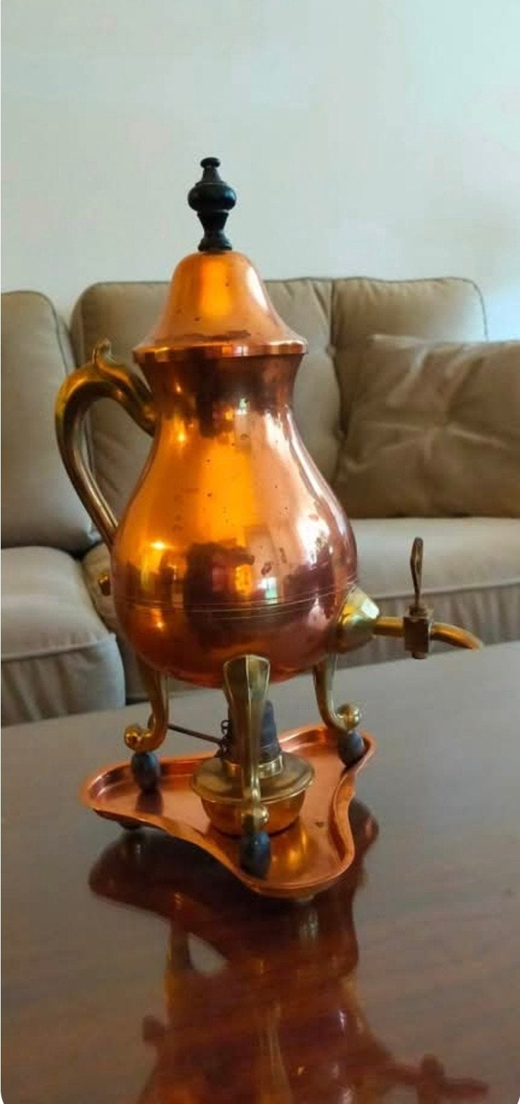 Antieke Koperen Samovar / Theeketel met Spiritusbrander, Ophalen of Verzenden, Koper