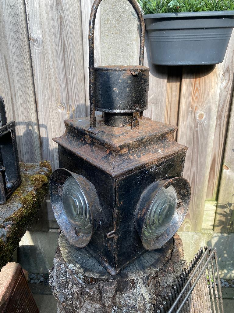 Antieke seinlamp of spoorweglantaarn, Antiek en Kunst, Ophalen of Verzenden
