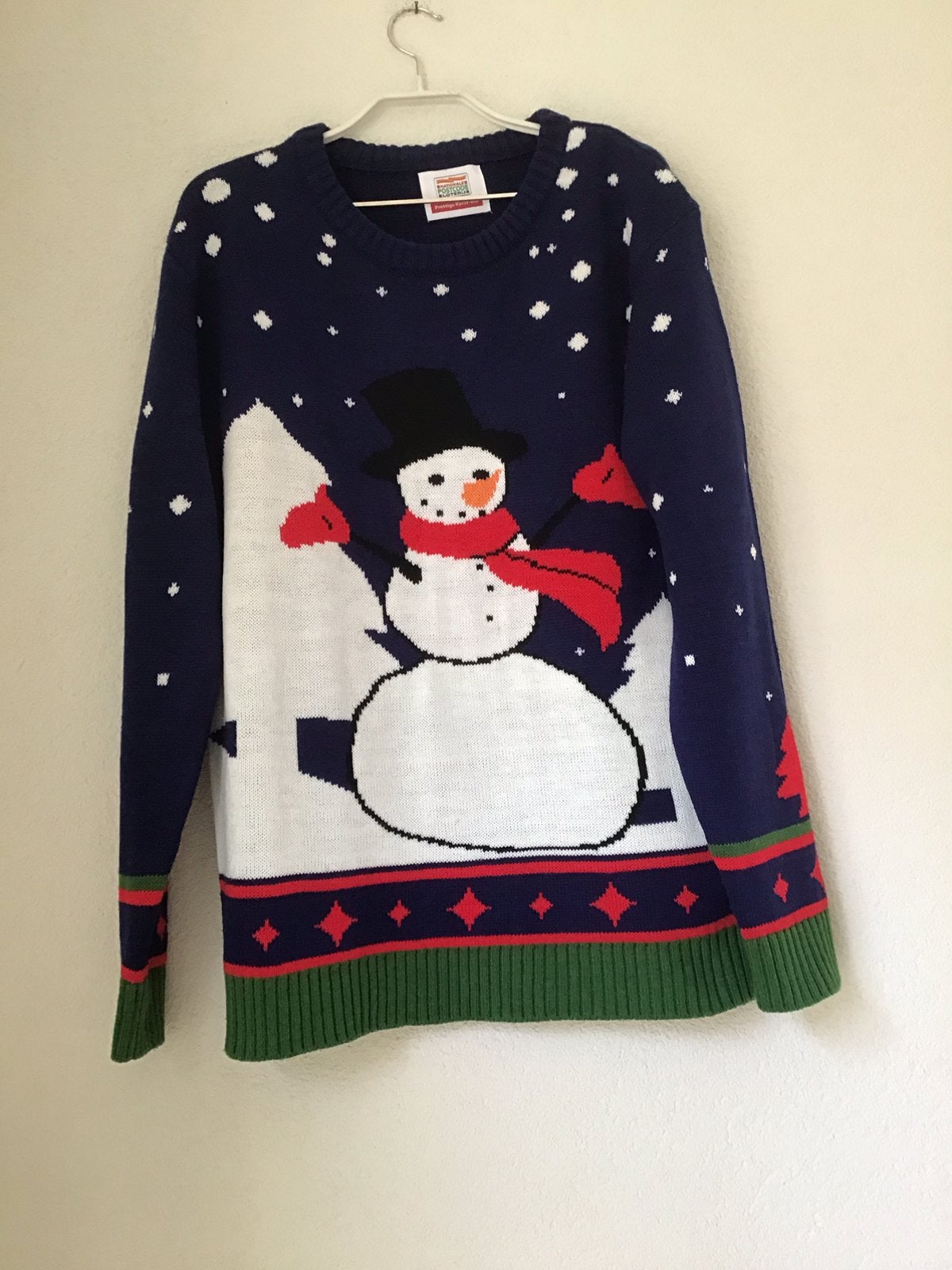 Kersttrui blauw opdruk sneeuwpop maat L/XL, Ophalen of Verzenden, Zo goed als nieuw, Maat 42/44 (L), Meerkleurig