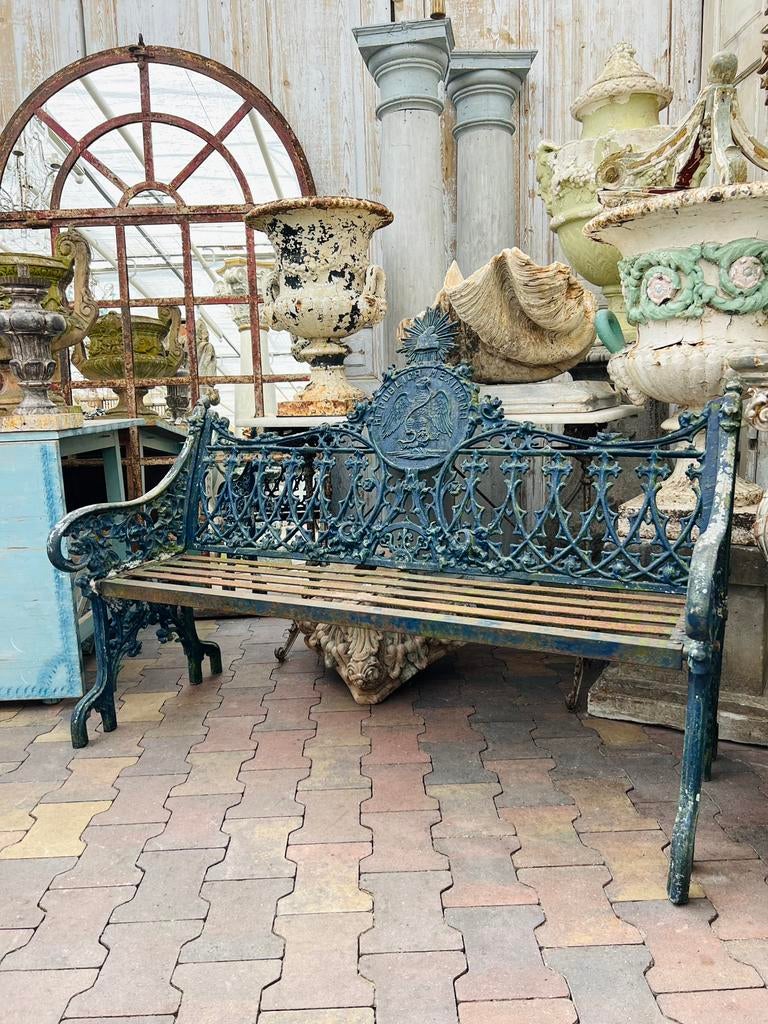 Prachtige Antieke Gietijzeren tuinbank, Tuin en Terras, Tuinbanken, Ophalen of Verzenden, Zo goed als nieuw, Wicker