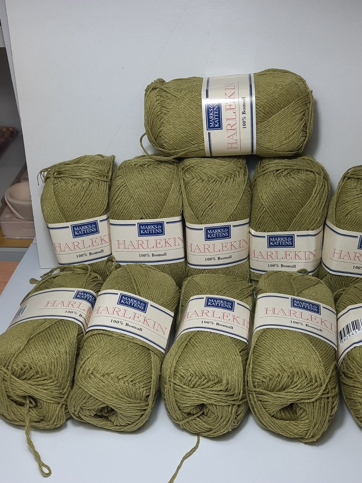 Marks & Kattens Harlekin 100% Bomull Garen - Olijfgroen, Verzenden, Nieuw, Breien of Haken, Wol of Garen