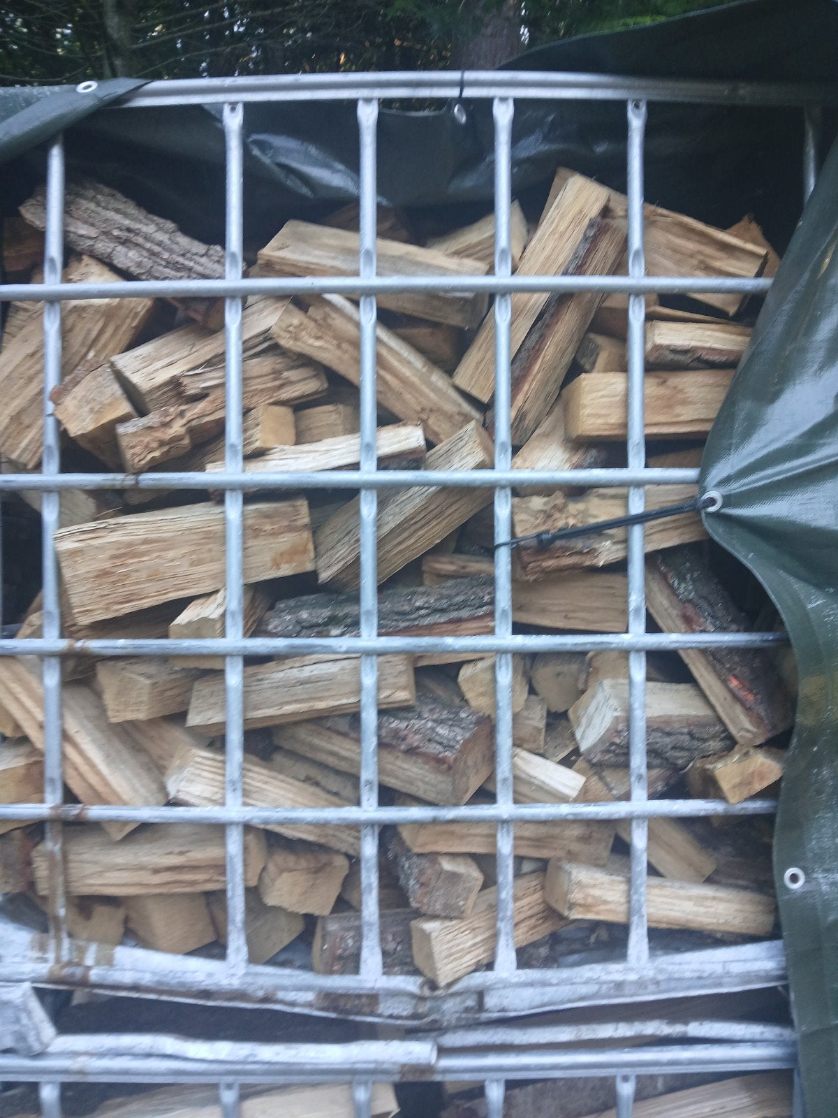 Brandhout: Droog Eikenhout in IBC-container, Minder dan 3 m³, Ophalen, Eikenhout, Blokken
