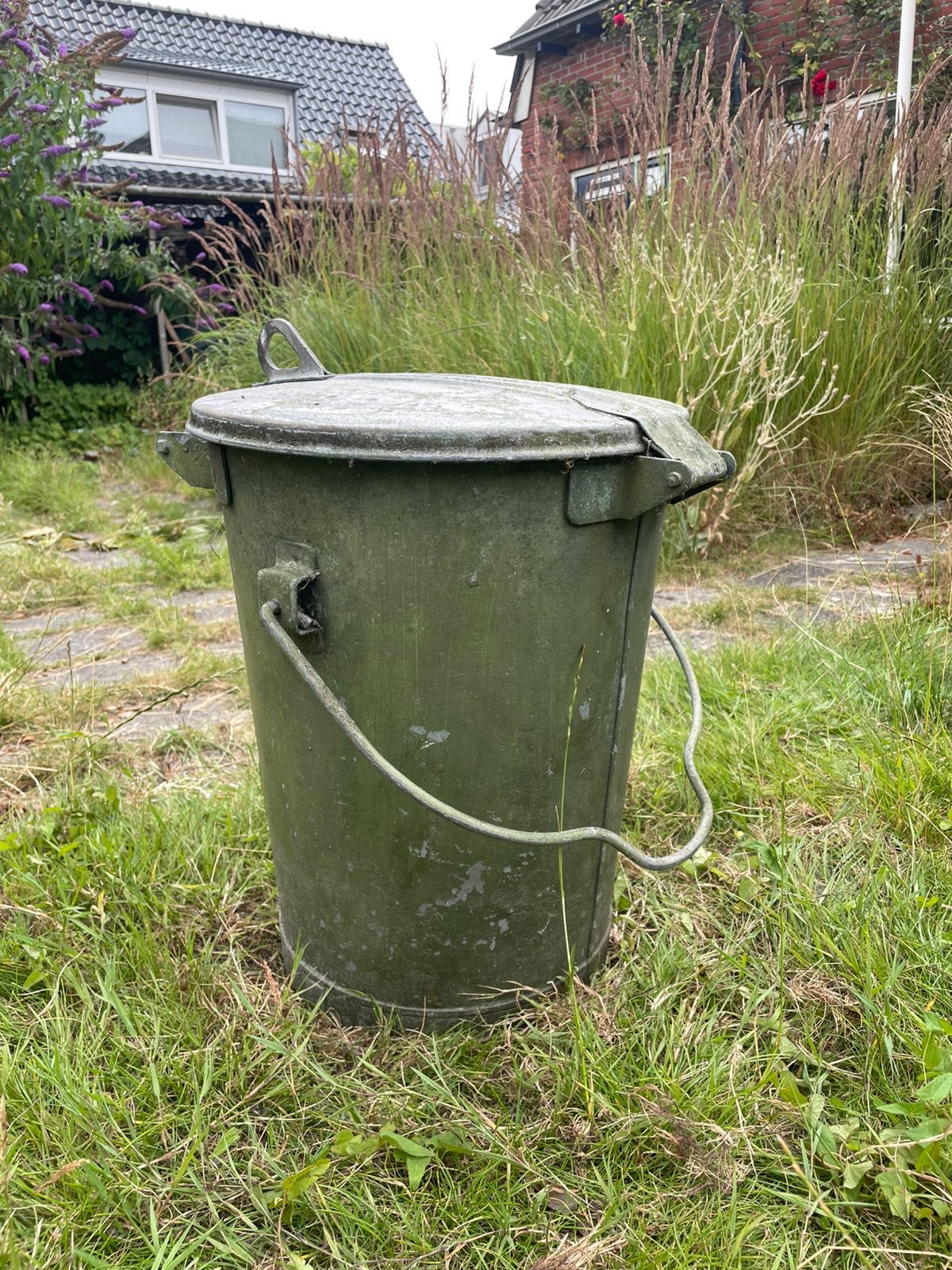 Zinken vuilnisemmer uit Meppel, Tuin en Terras, Tuinwanddecoratie, Ophalen, Gebruikt