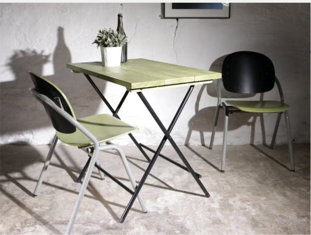 BoHo Stijl Klaptafels Bistro Terrastafels Groen/Zwart, Ophalen, Gebruikt, Rechthoekig, Hout