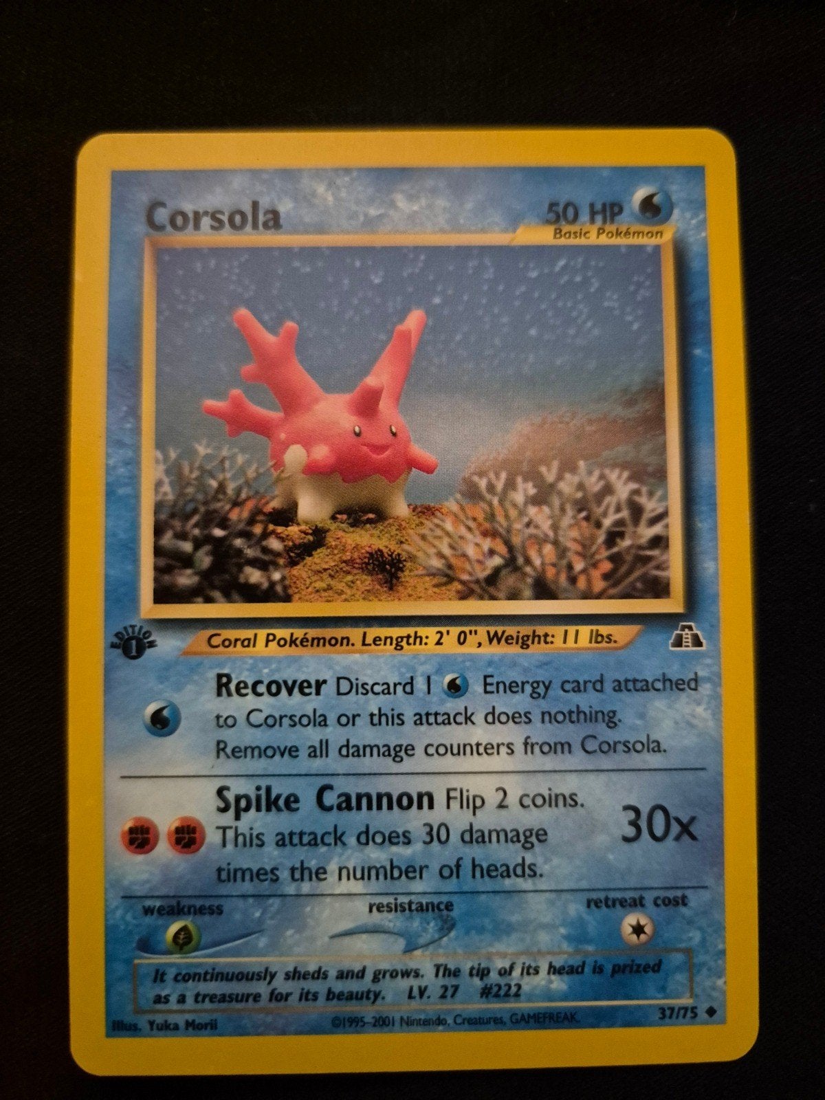 Corsola 1st Edition Uncommon Neo Discovery 37/75 NM, Ophalen of Verzenden, Gebruikt