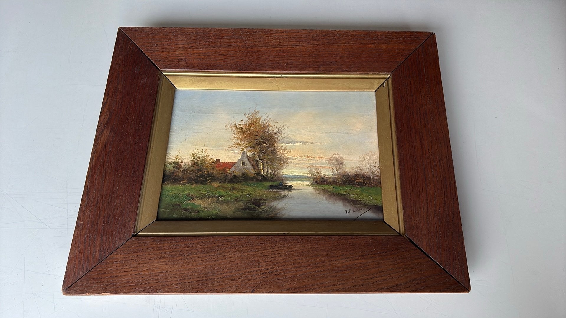 Drie Hollandse landschappen, olieverf op paneel, Ophalen of Verzenden