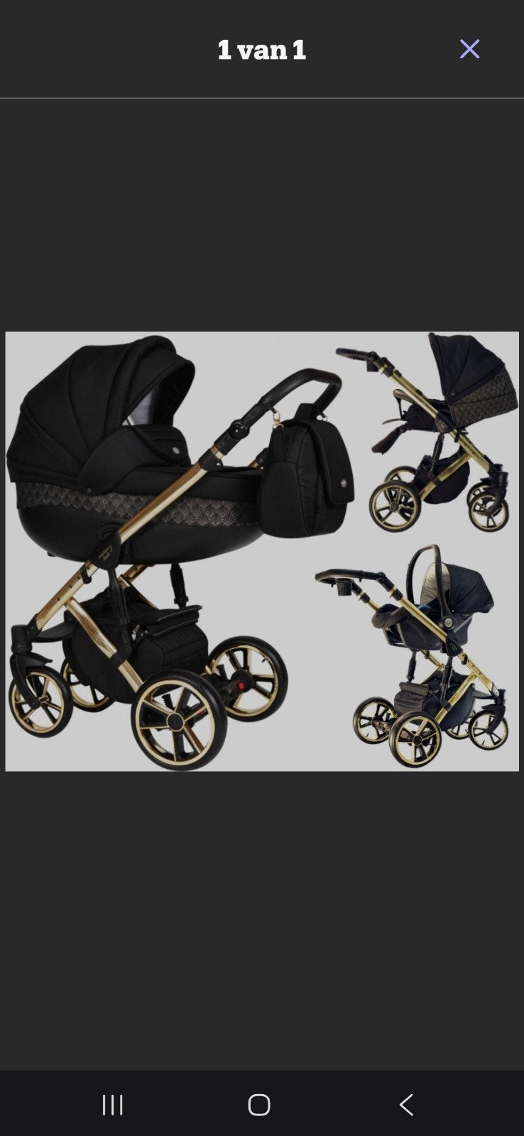 3 delige kinderwagen zwart met goud, Ophalen, Gebruikt, Overige merken