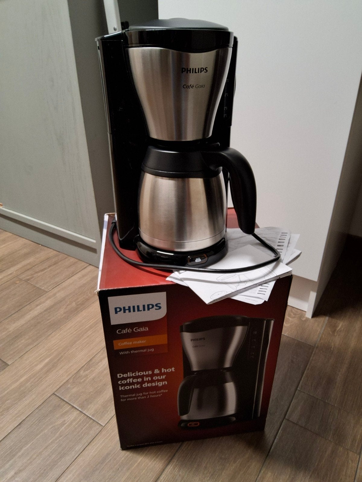 Philips Café Gaia HD7548 Koffiezetapparaat met Thermoskan, 10 kopjes of meer, Ophalen of Verzenden, Zo goed als nieuw, Koffiemachine