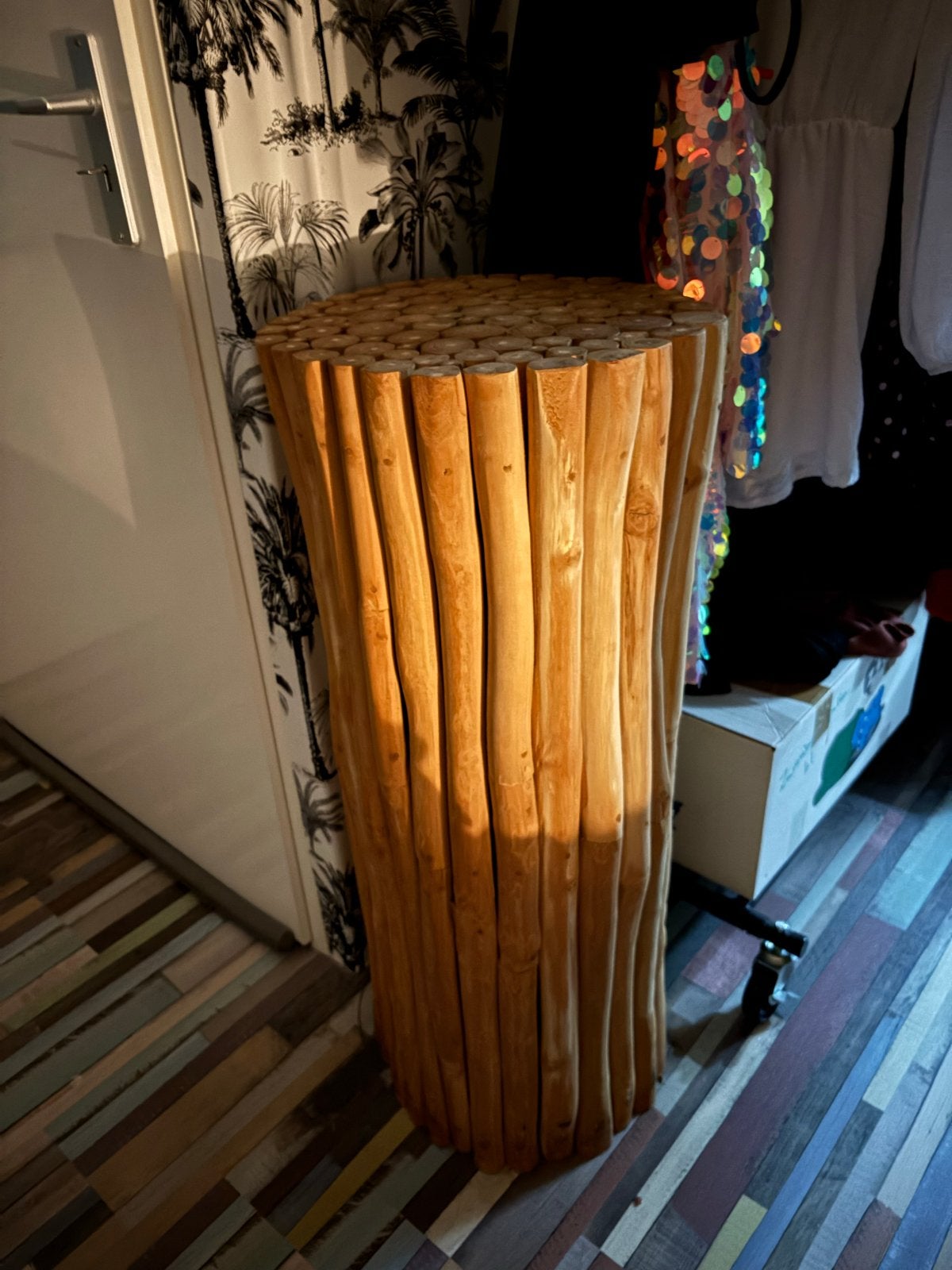 2x Decoratieve boomstammen, waarvan 1 met verlichting, Ophalen of Verzenden, Gebruikt, Hout, Rustiek