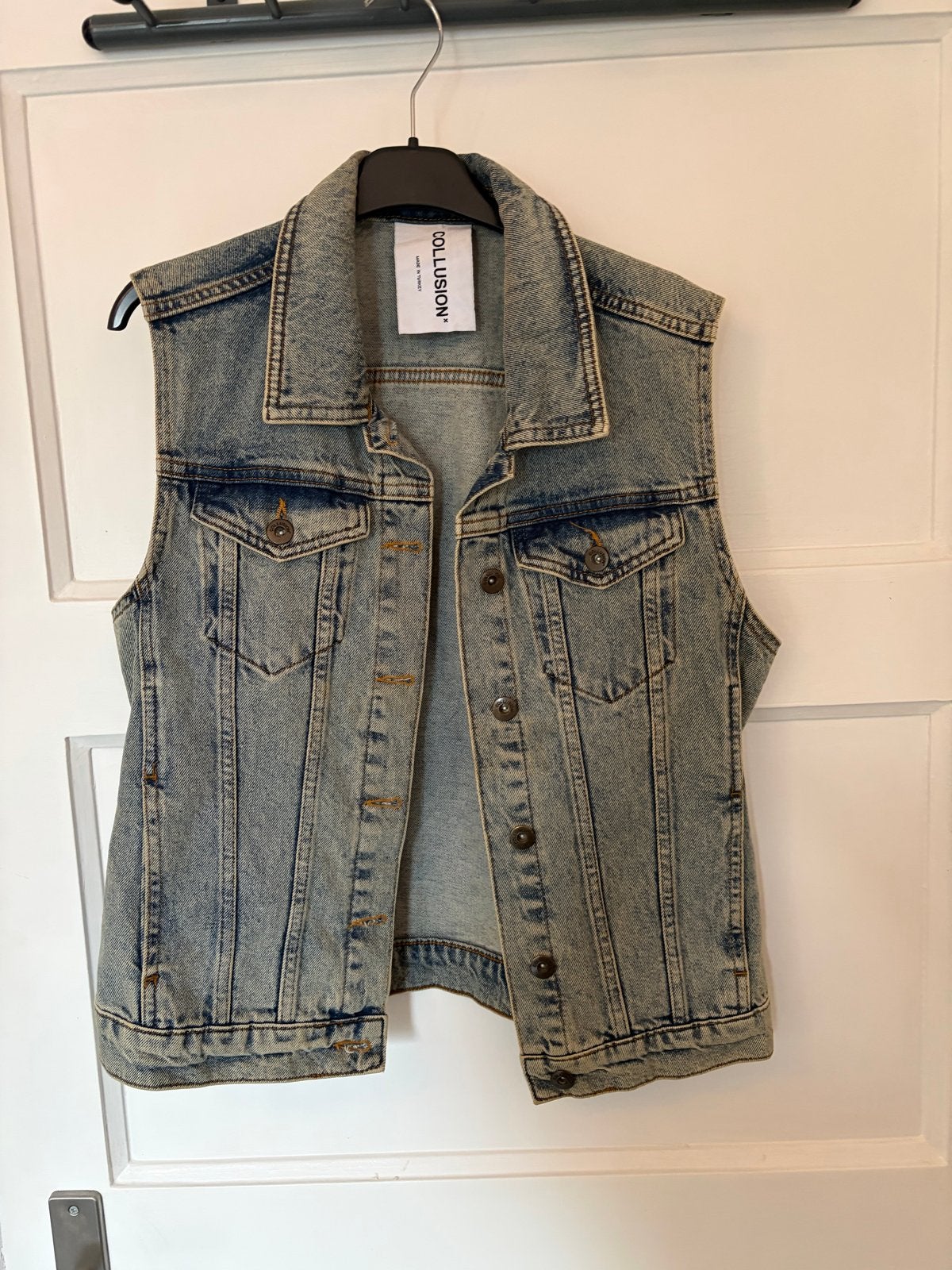 COLLUSION mouwloos spijkerjack/ gilet, Ophalen, Zo goed als nieuw, Maat 38/40 (M), Blauw