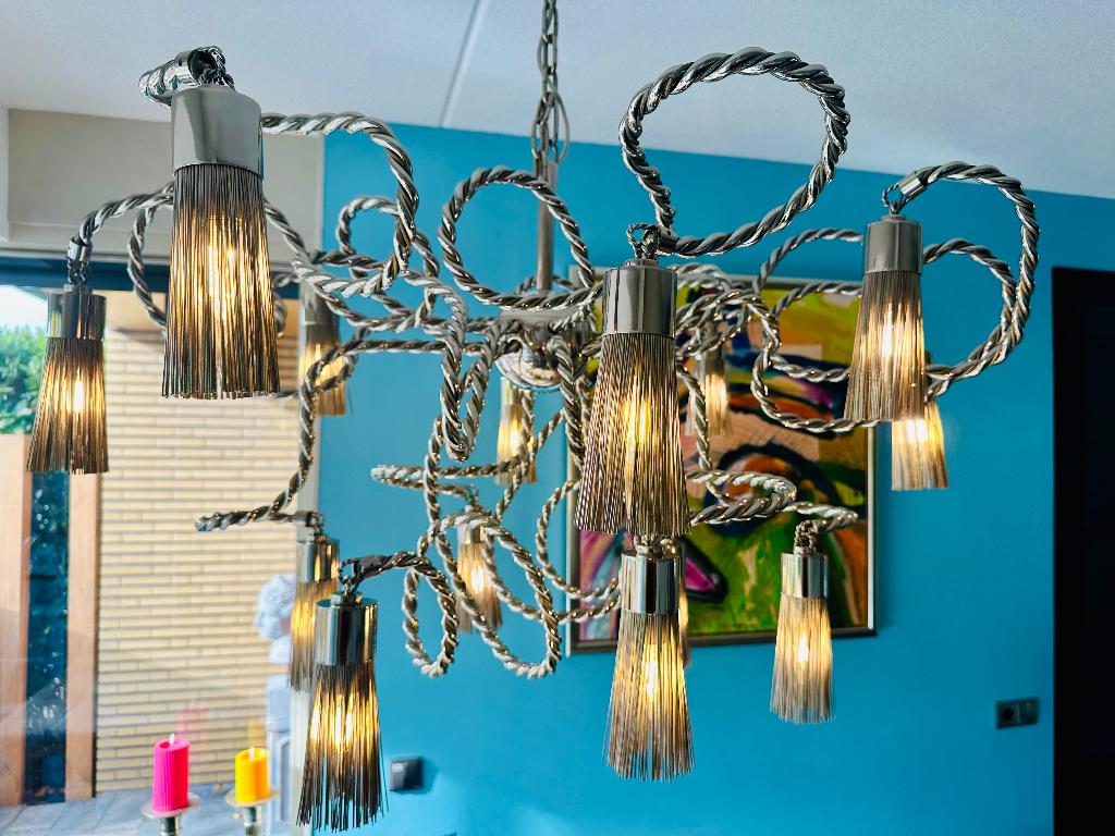 Brand van Egmond Sultans of Swing Dubai ronde kroonluchter, Huis en Inrichting, Lampen | Hanglampen, Ophalen, Gebruikt, Glas, 50 tot 75 cm