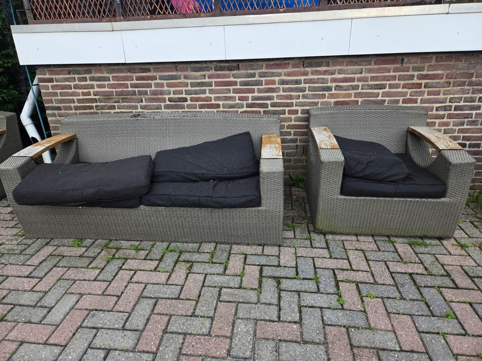 Bois le Duc loungeset: bank (beschadigd) en 2 stoelen, Tuin en Terras, Ophalen of Verzenden
