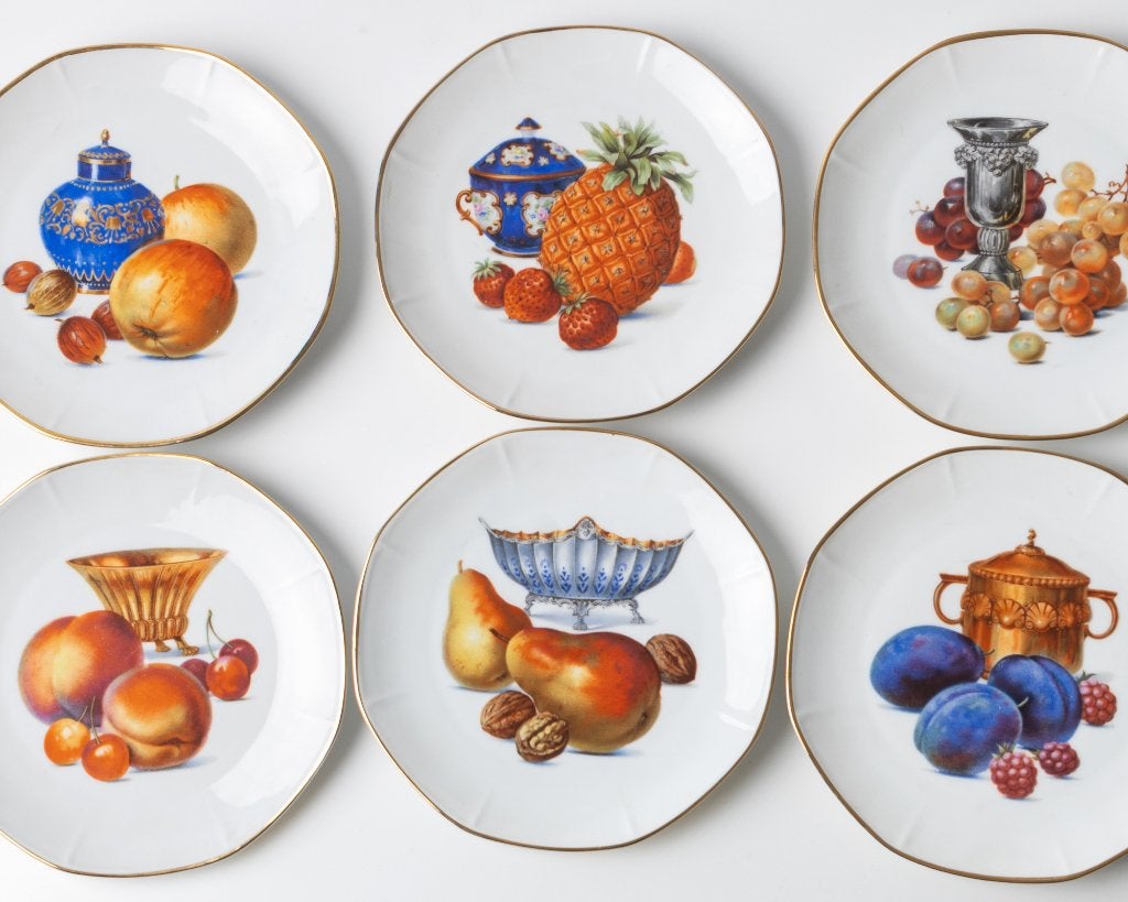 Vintage Zeh Scherzer Bavaria porseleinen borden – set van 6, Huis en Inrichting, Klassiek, Ophalen of Verzenden, Zo goed als nieuw