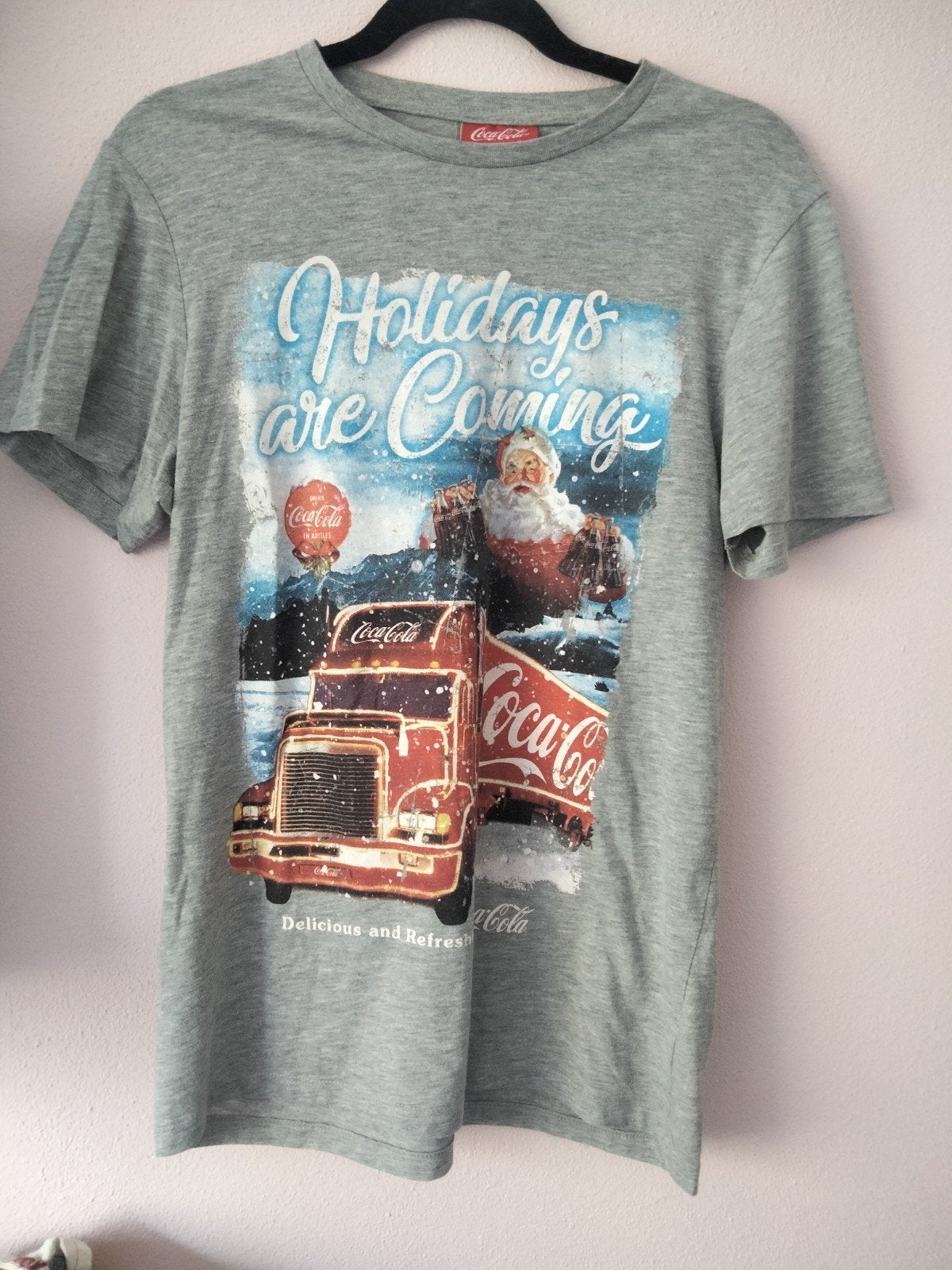 Coca Cola kerst t-shirt, Maat 48/50 (M), Coca cola, Ophalen of Verzenden, Grijs