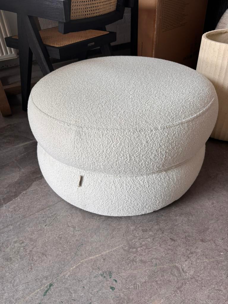 Riviera maison anna nooshin poef boucle san remo, Ophalen, Zo goed als nieuw, Rond, Minder dan 50 cm