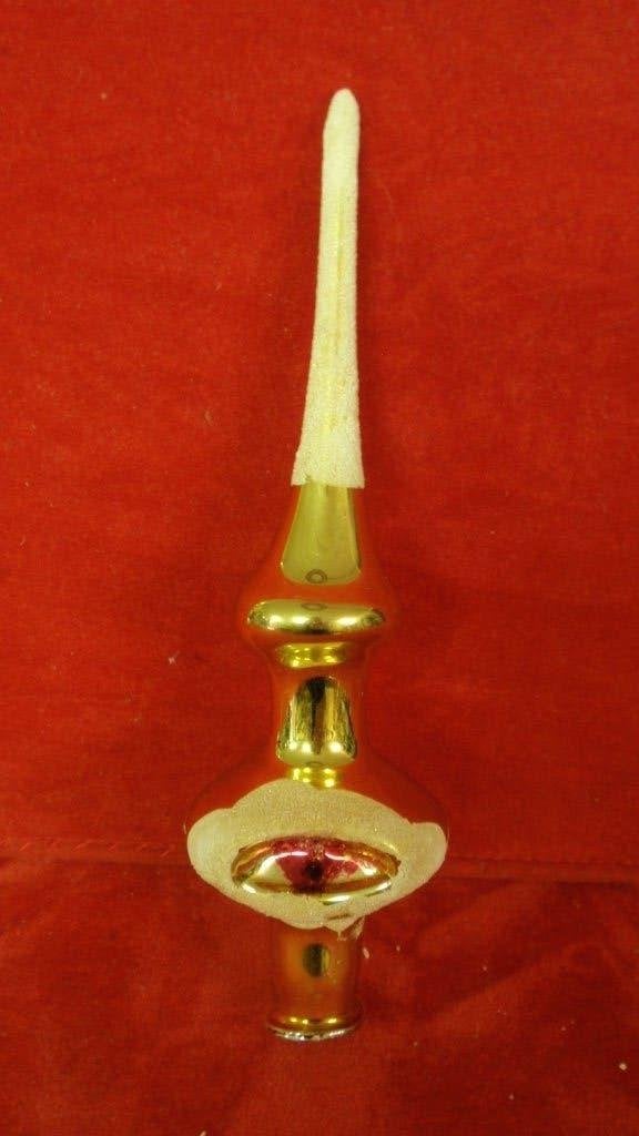 Oude glazen kerstbal goud kleurige piek voor vederboom, Diversen, Ophalen of Verzenden, Gebruikt