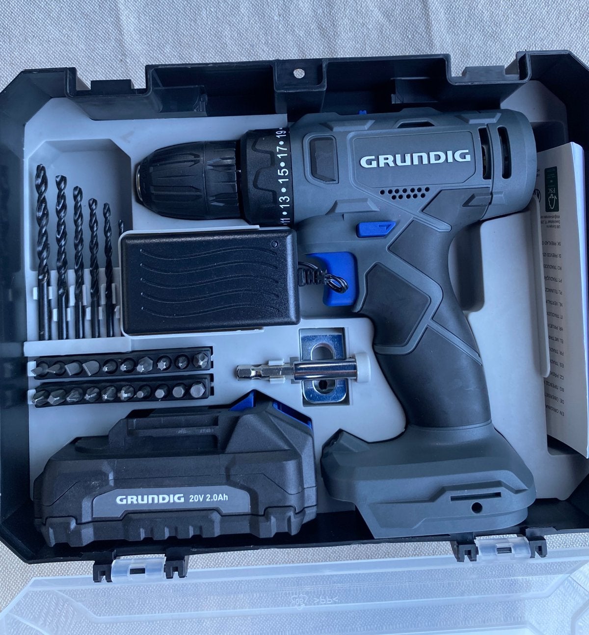 Grundig 20V 2ah accu Boormachine set, Ophalen, Nieuw, Boormachine, Variabele snelheid