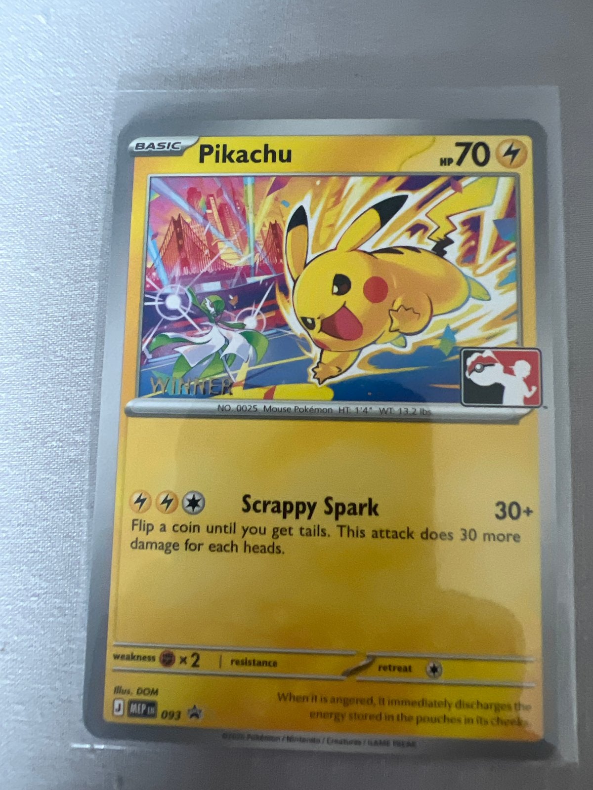 Pikachu Winner Stempel Promo Kaart - Near Mint Conditie, Hobby en Vrije tijd, Ophalen of Verzenden, Zo goed als nieuw, Losse kaart