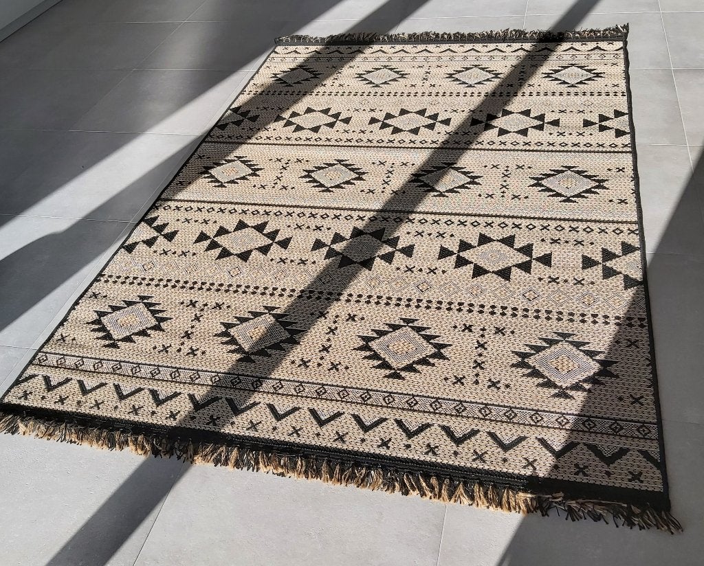 Vloerkleed voor Balkon, Terras of camping, 240x160 cm, Ophalen, 150 tot 200 cm, Rechthoekig, Zwart