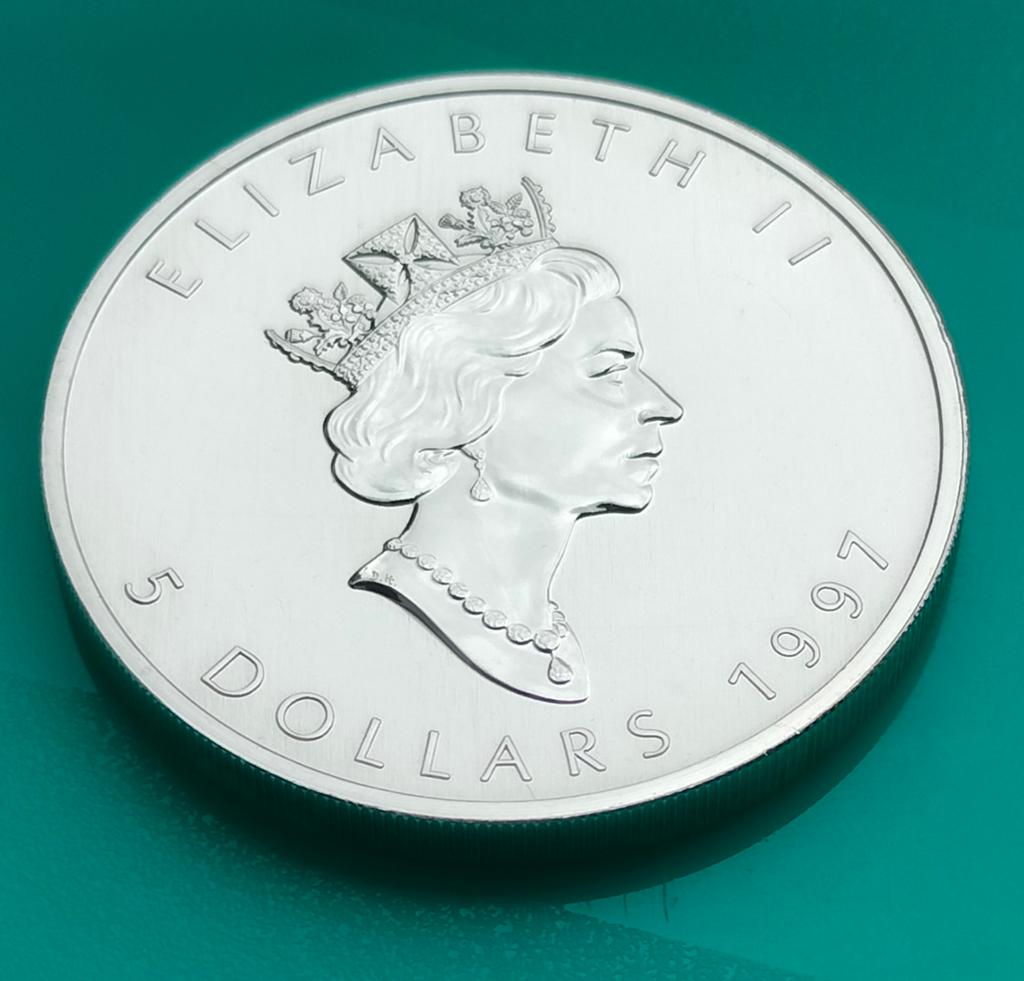 Zilveren Canada Maple Leaf 1oz Elisabeth 1997, Ophalen of Verzenden, Noord-Amerika, Losse munt, Zilver